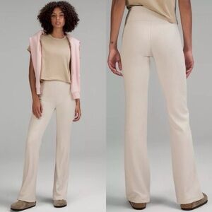 lululemon athletica Cream Ribbed Boot-Cut Pants